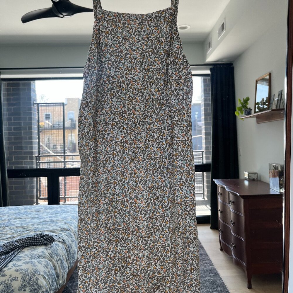 Abercrombie & Fitch Linen Blend Orange Floral Print Mini Dress Size XS Open Back